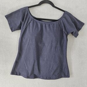 Soft Surroundings Womens Size 38C Black Crop Tee Shirt Built Olin Bra Short Slee